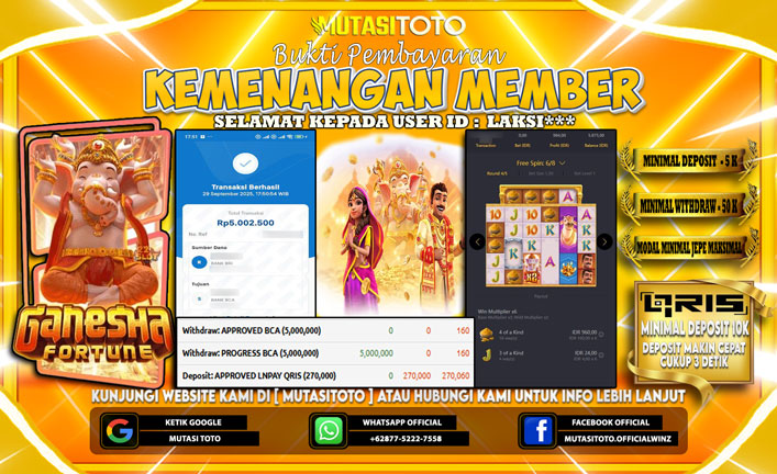 KEMENANGAN MEMBER BERMAIN DI PG SOFT  GANESHA FORTUNE