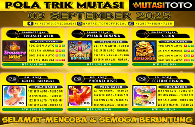 POLA GACOR TERUPDATE 03 SEPTEMBER 2025 – MUTASITOTO
