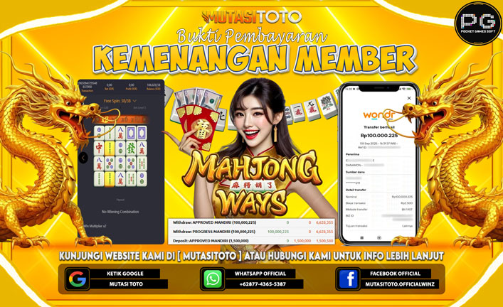 KEMENANGAN MEMBER BERMAIN DI PG SOFT MAHJONG WAYS 1