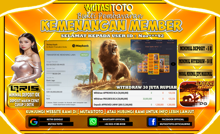 KEMENANANGAN MEMBER BERMAIN PG SOFT DI SAFARI WILDS
