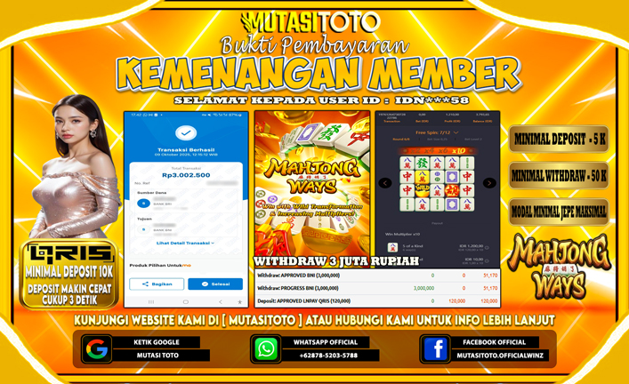 KEMENANGAN MEMBER BERMAIN DI PG SOFT MAHJONG WAYS 1