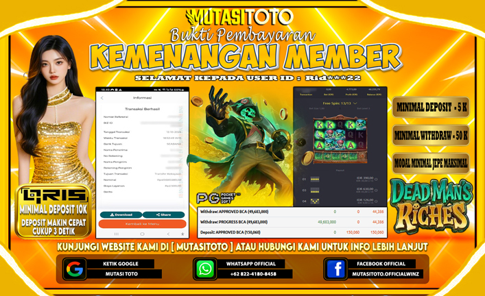 KEMENANGAN MEMBER BERMAIN PG SOFT DI DEAD MANS RICHES