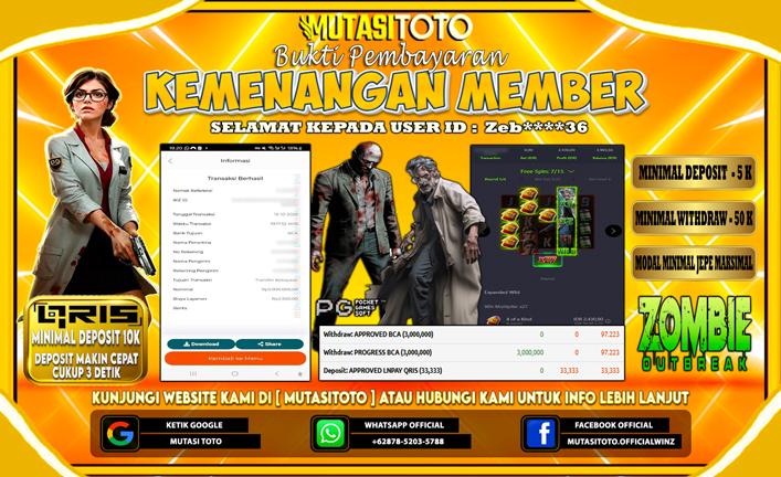 KEMENANGAN MEMBER BERMAIN DI ZOMBIE OUTBREAK