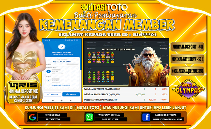 KEMENANGAN MEMBER BERMAIN DI GATES OF OLYMPUS