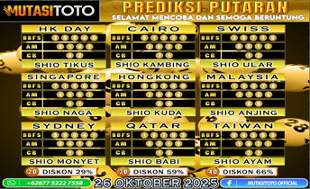 PREDIKSI ANGKA TOGEL “MutasiToto” 26 OKTOBER 2025