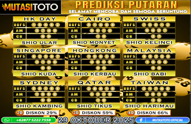 PREDIKSI ANGKA TOGEL “MutasiToto” 29 OKTOBER 2025
