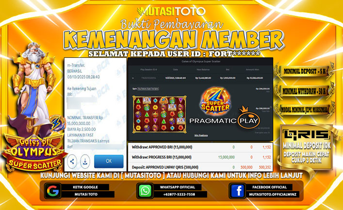 KEMENANGAN MEMBER BERMAIN DI GATES OF OLYMPUS SUPER SCATTER