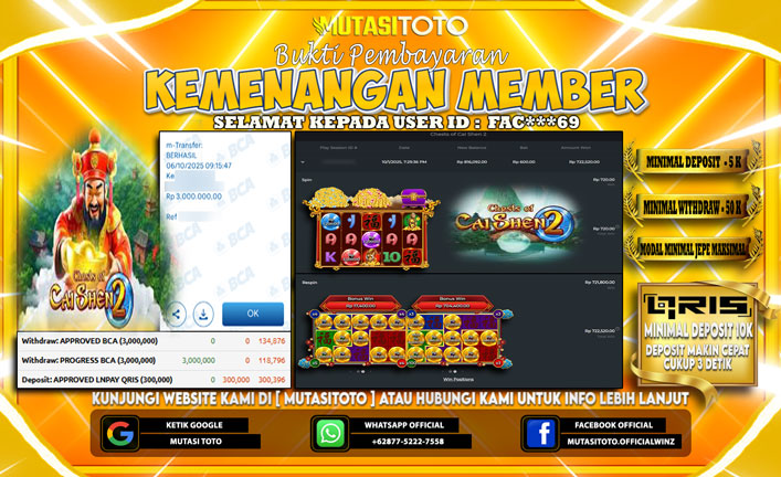 KEMENANGAN MEMBER BERMAIN DI CHESTS OF CHAI SEN 2