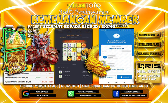 KEMENANGAN MEMBER BERMAIN DI PG SOFT MAHJONG WAYS 1