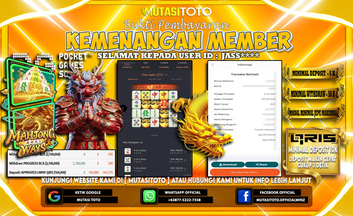 KEMENANGAN MEMBER BERMAIN DI MAHJONG WAYS 1