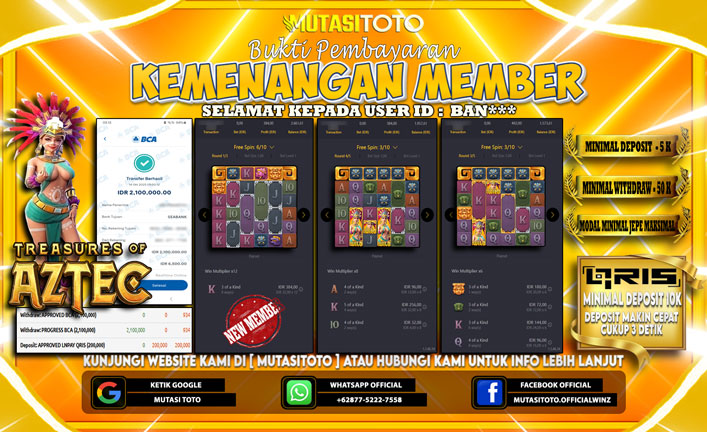 KEMENANGAN MEMBER BERMAIN DI TREASURE OF AZTEC