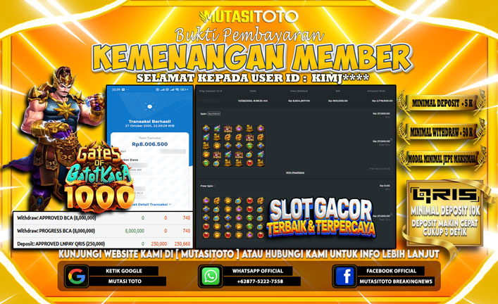 KEMENANGAN MEMBER BERMAIN GATES OF GATOT KACA 1000