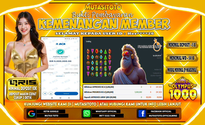 KEMENANGAN MEMBER BERMAIN DI GATES OF OLYMPUS 1000