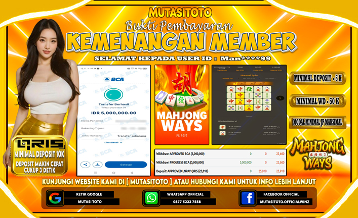 KEMENANGAN MEMBER BERMAIN PG SOFT – MAHJONG WAYS 1