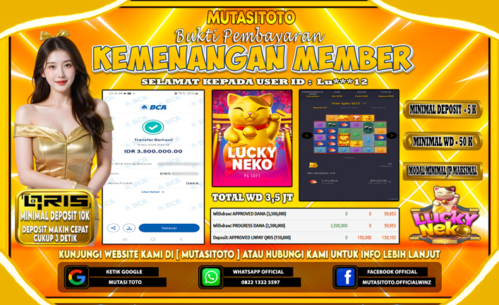 KEMENANGAN MEMBER BERMAIN DI PG SOFT LUCKY NEKO