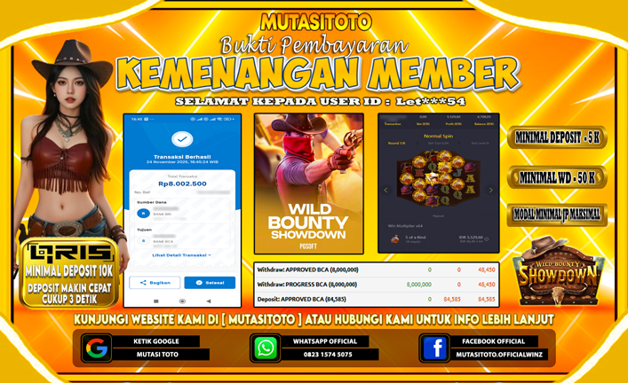 KEMENANGAN MEMBER BERMAIN DI WILD BOUNTY SHOWDOWN