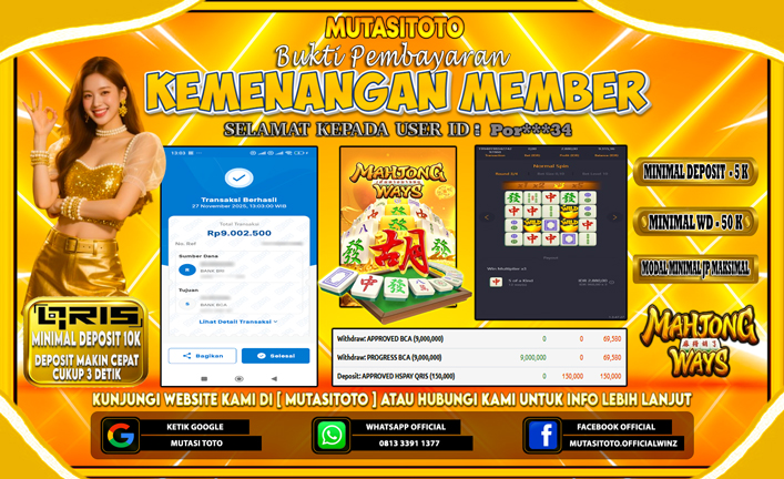 KEMENANGAN MEMBER BERMAIN PG SOFT – MAHJONG WAYS 1