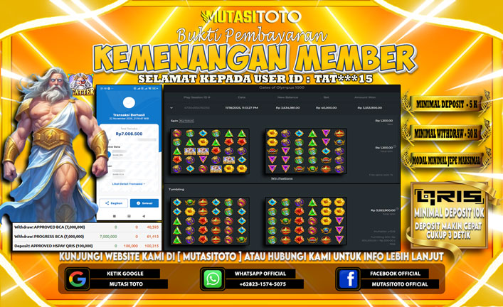 KEMENANGAN MEMBER BERMAIN DI GATES OF OLYMPUS 1000