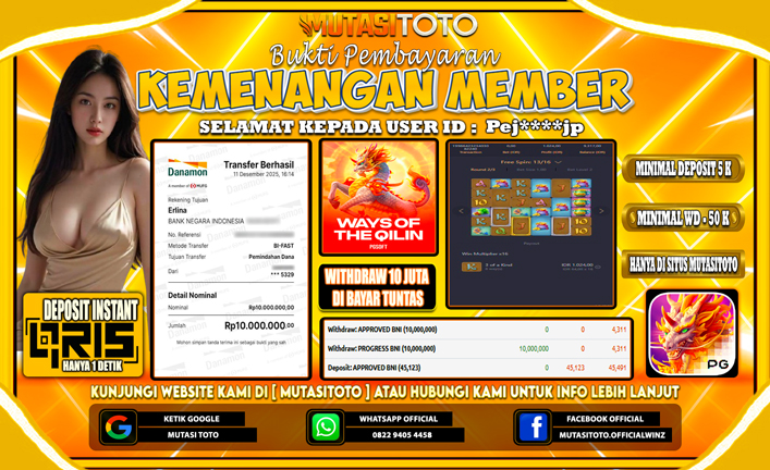 KEMENANGAN MEMBER BERMAIN PG SOFT – WAYS OF THE QILIN