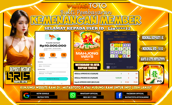 KEMENANGAN MEMBER BERMAIN PG SOFT – MAHJONG WAYS 1