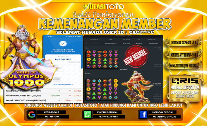 KEMENANGAN MEMBER BERMAIN DI GATES OF OLYMPUS 1000